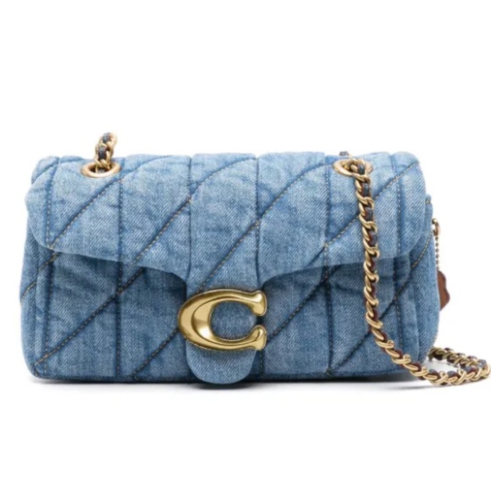 Coach Tabby 26 Denim Quilted Shoulder Bag with Gold Accents